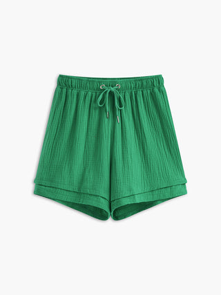 semble de shorts à cordon de serrage en coton avec revers