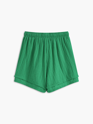 semble de shorts à cordon de serrage en coton avec revers