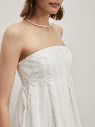 Strapless Pleated Short Dress