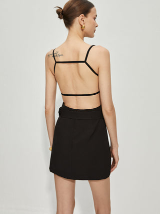 Backless Short Dress With Removable Belt