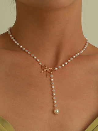 Pearl Bow Knot Pendant Necklace