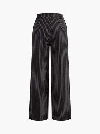 Pinstripe Sleeveless V-Neck Pants Set