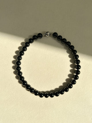 Elegant Black Onyx Bead Necklace