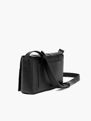 Sac bandoulière tissé en simili cuir noir