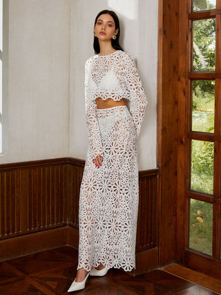 Hollow Lace Maxi Skirt