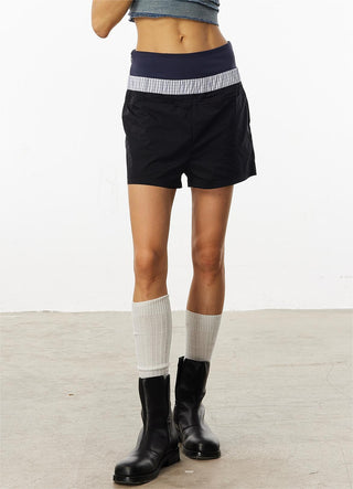 Athleisure High Waisted Paneled Shorts