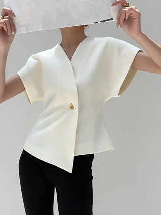 Blouse tendance à col en V avec boutons