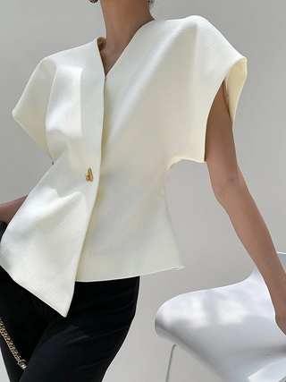 Blouse tendance à col en V avec boutons