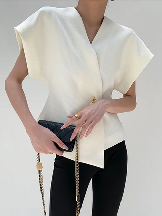 Blouse tendance à col en V avec boutons