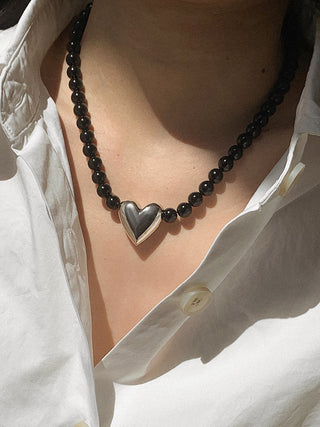 Black Onyx Heart Necklace