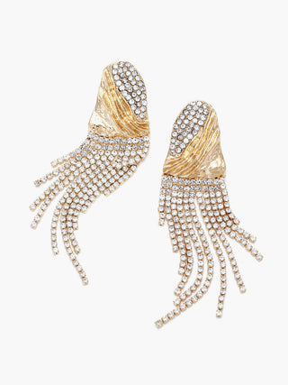 Boucles d'oreilles en métal froissé avec strass