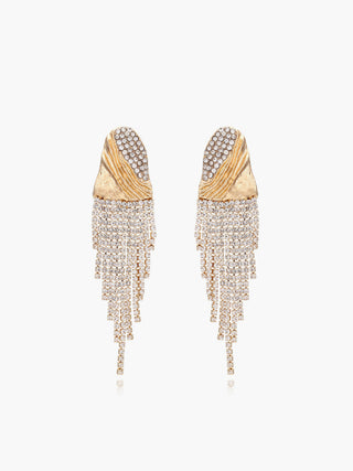 Boucles d'oreilles en métal froissé avec strass