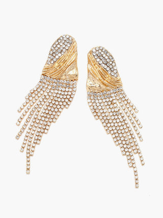 Boucles d'oreilles en métal froissé avec strass