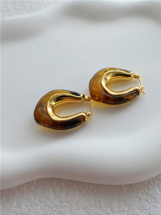 Boucles d'oreilles créoles en ambre Golden Embrace