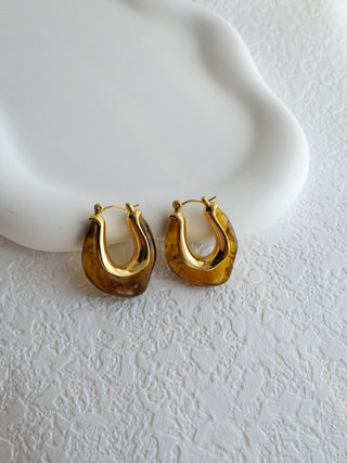 Golden Embrace Amber Hoop Earrings