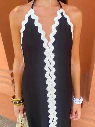 Robe midi à bordure en zigzag