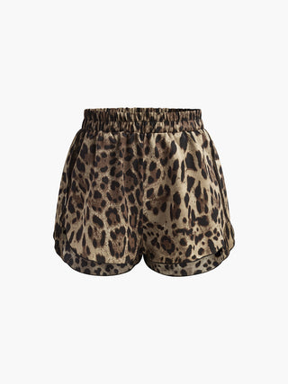 Leopard Print Three Piece Shorts Set