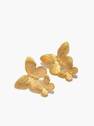 Golden Double Butterfly Earrings