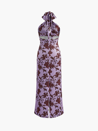 Robe longue à imprimé floral avec bretelles ajustables