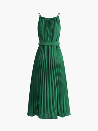 Robe midi plissée à ceinture halter