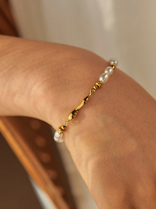 Bracelet en perles dorées Golden Ripple