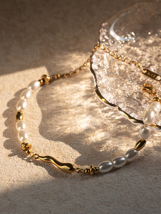 Bracelet en perles dorées Golden Ripple