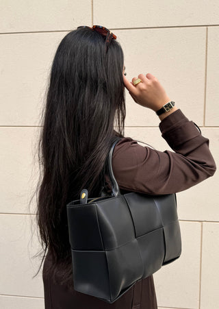 Leather Tote Bag - Black