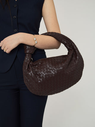 Sac en cuir de tous les jours de taille moyenne - Marron foncé