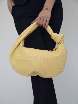 Sac en cuir de tous les jours de taille moyenne - Jaune clair