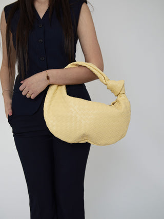 Sac en cuir de tous les jours de taille moyenne - Jaune clair