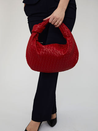 Sac en cuir de tous les jours de taille moyenne - Rouge cerise