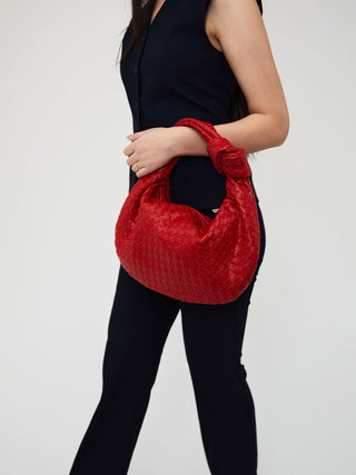 Sac en cuir de tous les jours de taille moyenne - Rouge cerise