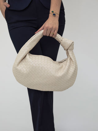 Sac en cuir de tous les jours de taille moyenne - Blanc cassé